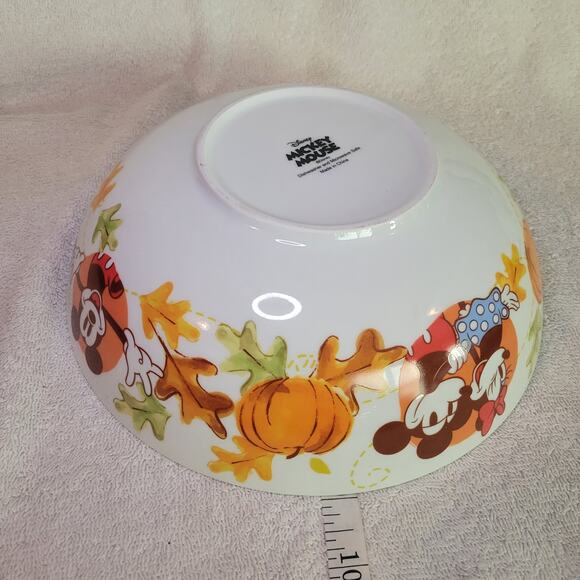 Disney Mickey & Minnie Serving Bowl Autumn Fall Large Salad Pasta Popcorn NEW - Picture 8 of 10